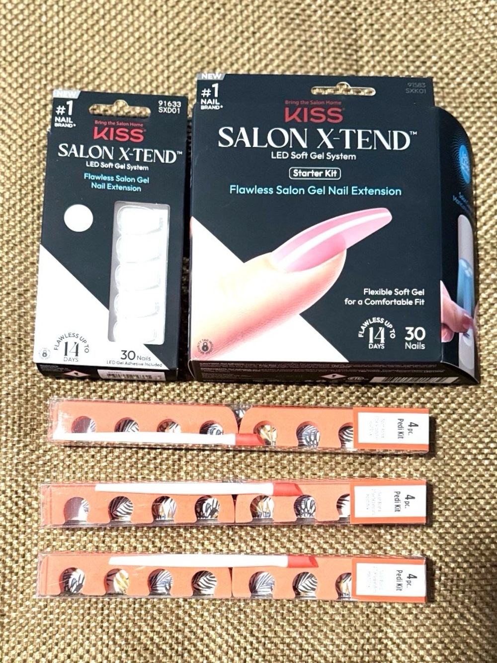 KISS Salon X-Tend White LED Soft Gel Nail Extensions And Tools